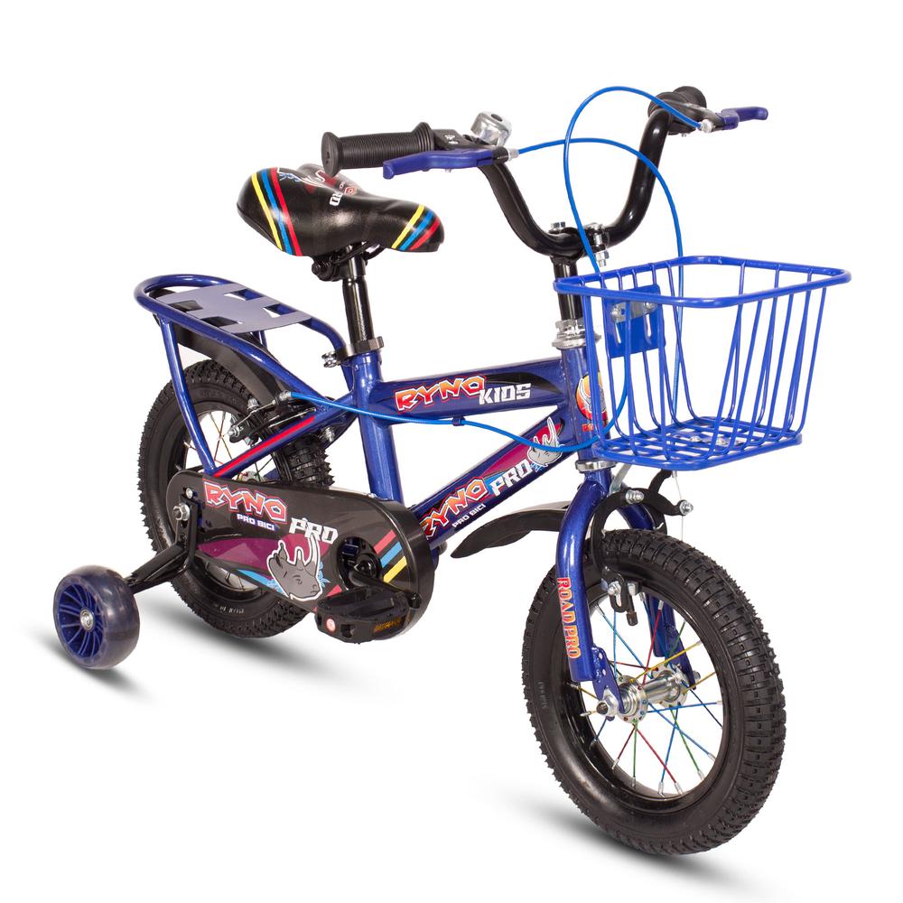 Bicicleta Infantil R12 Niño Azul Canastilla Portabultos Ryno