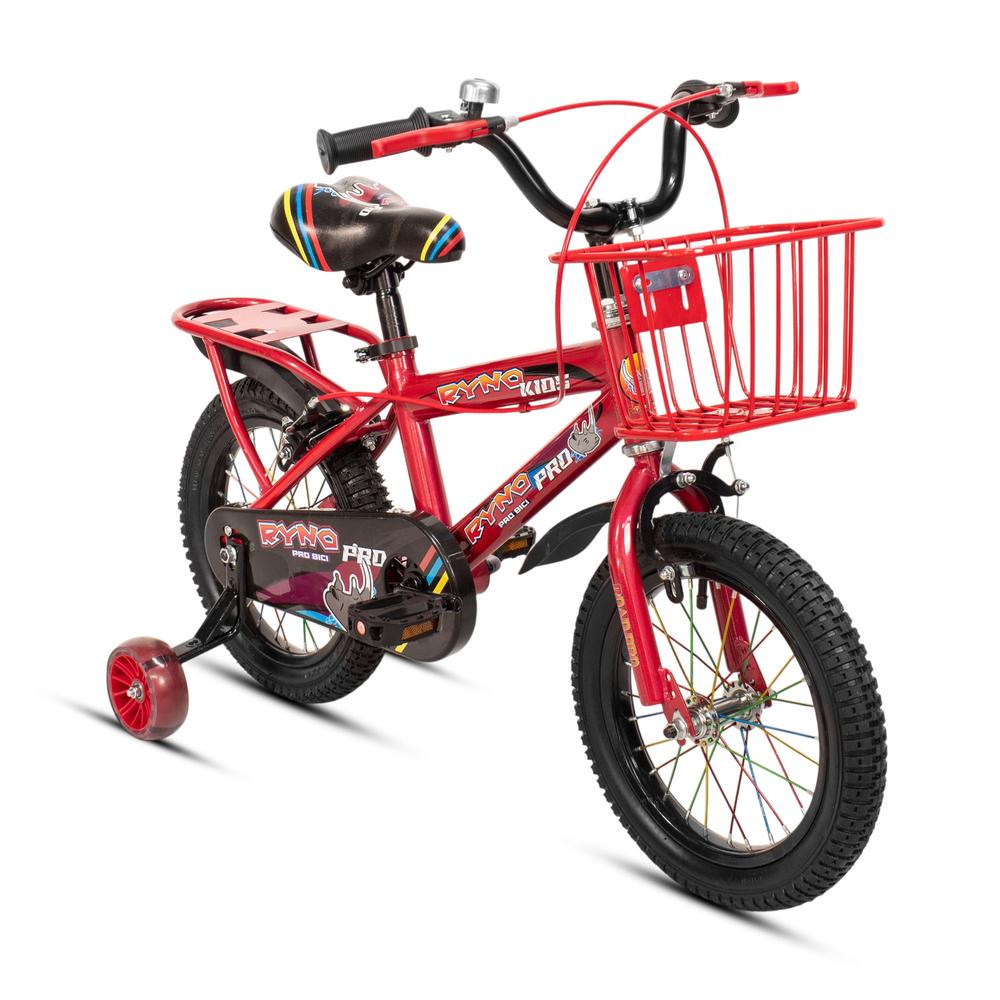 Bicicleta Infantil R14 Niño Roja Canastilla Portabultos Ryno