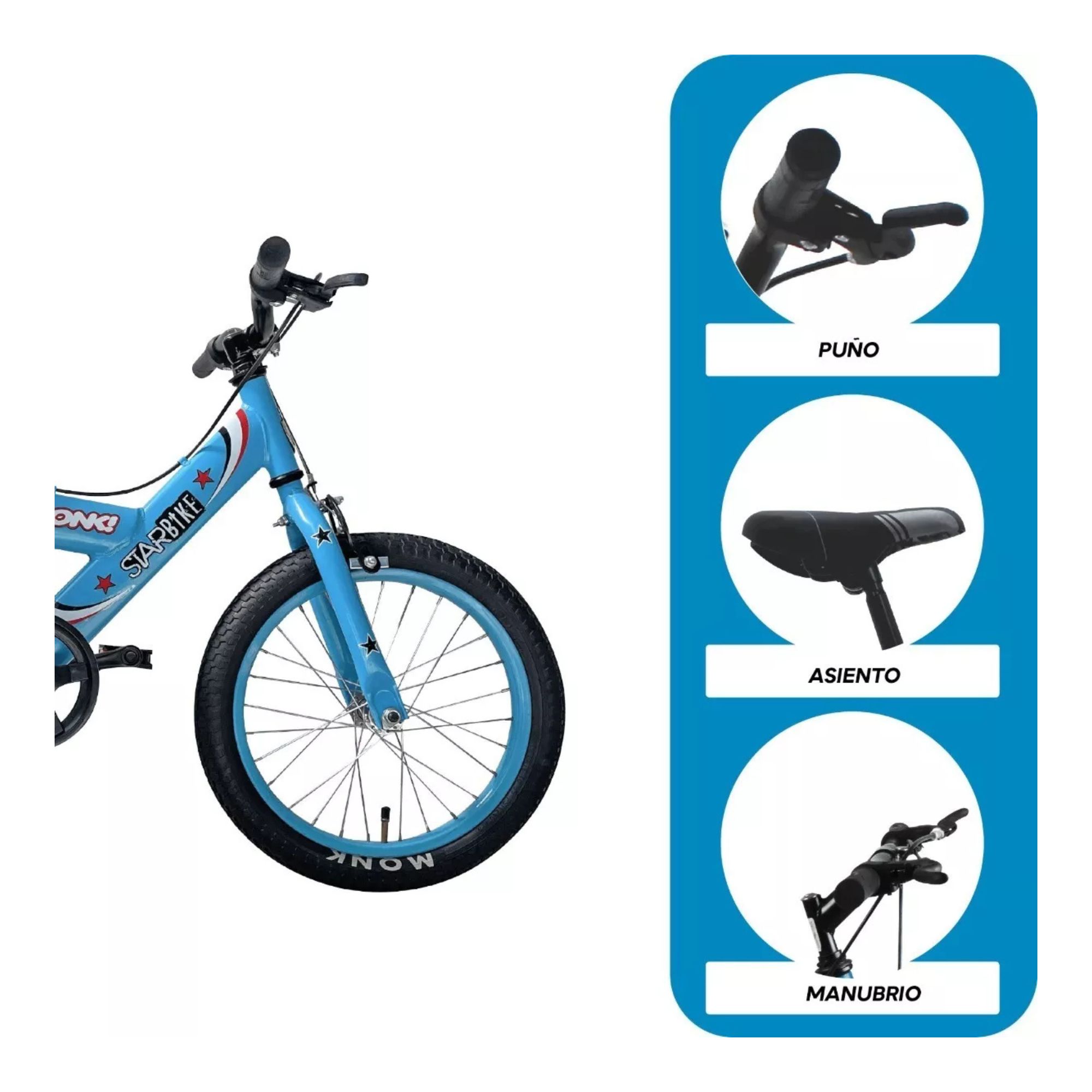 Foto 5 pulgar | Bicicleta Infantil Monk Starbike R16 Azul Claro