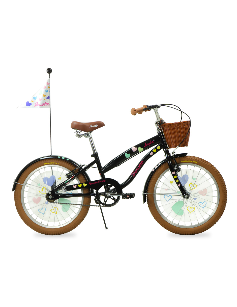 Foto 2 pulgar | Bicicleta Benotto City Layla R20 1v. Niña Frenos 'v' Acero Negro Calcomania Corazones Multicolor Talla:un