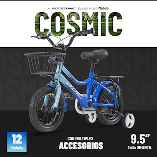 Foto 2 | Bicicleta Rocatomic Cosmic R12 Llanta Entrenamiento Niños (azul Rey/azul Turqueza)
