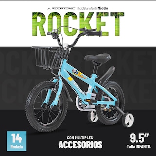 Foto 2 | Bicicleta Rocatomic Rocket R14 Llanta Entrenamiento Niños (celeste)