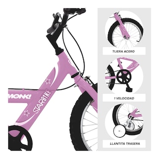 Foto 3 | Bicicleta Infantil Monk Starbike R16 Rosa