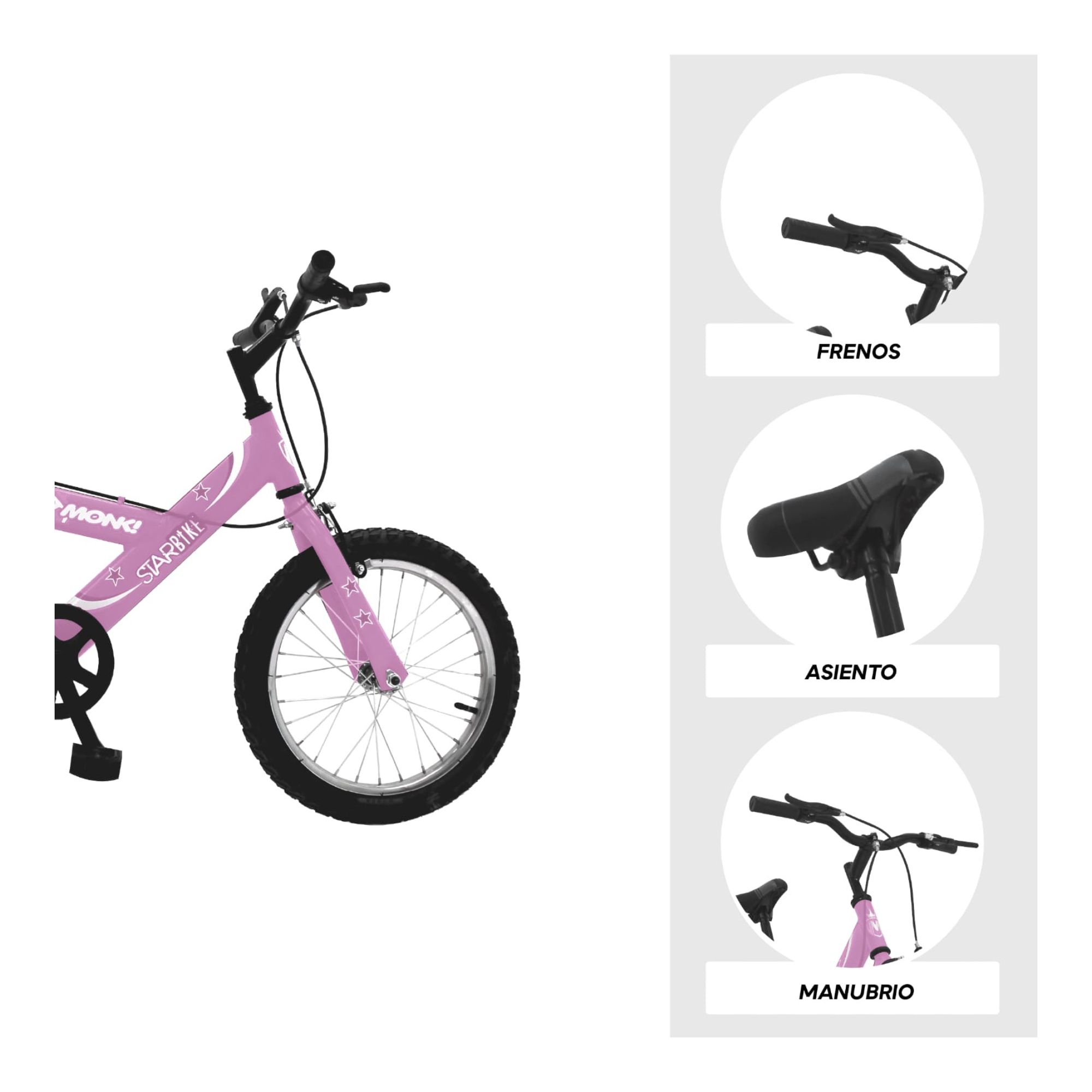 Foto 5 pulgar | Bicicleta Infantil Monk Starbike R16 Rosa