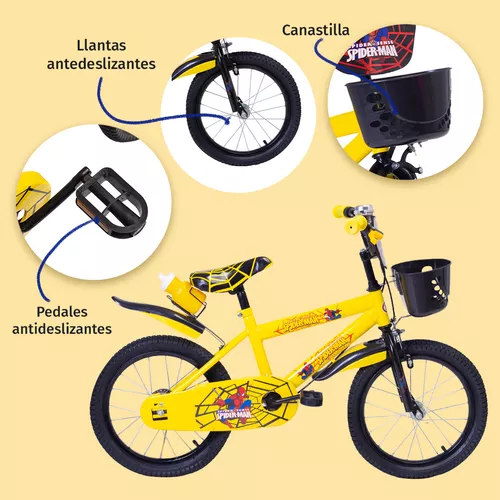 Foto 2 | Aeiou Bicicleta Para Niños Qk-12 R20 Con Canasta Amarilla