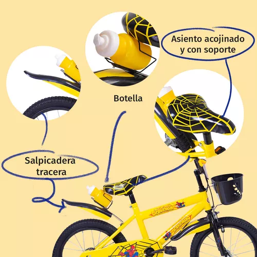 Foto 6 pulgar | Aeiou Bicicleta Para Niños Qk-12 R20 Con Canasta Amarilla