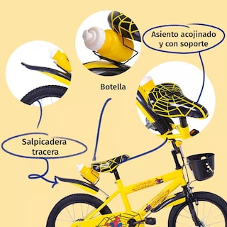 Foto 5 | Aeiou Bicicleta Para Niños Qk-12 R20 Con Canasta Amarilla