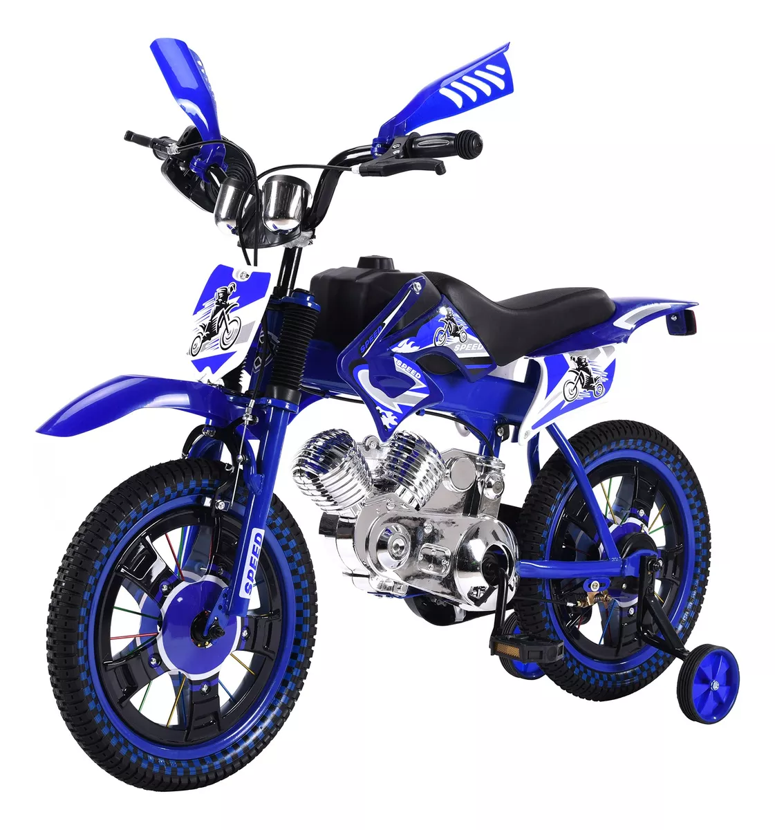 Foto 4 pulgar | Bicicleta Entrenadora Niños Aeiou Baj-15005 R16 Motocross Azul