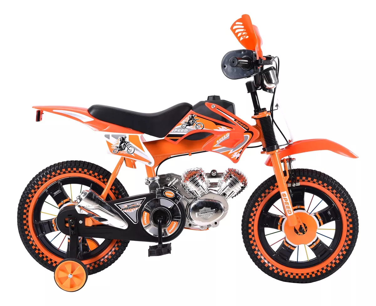 Foto 3 pulgar | Bicicleta Entrenadora Niños Aeiou Baj-15005 R16 Motocross Naranja