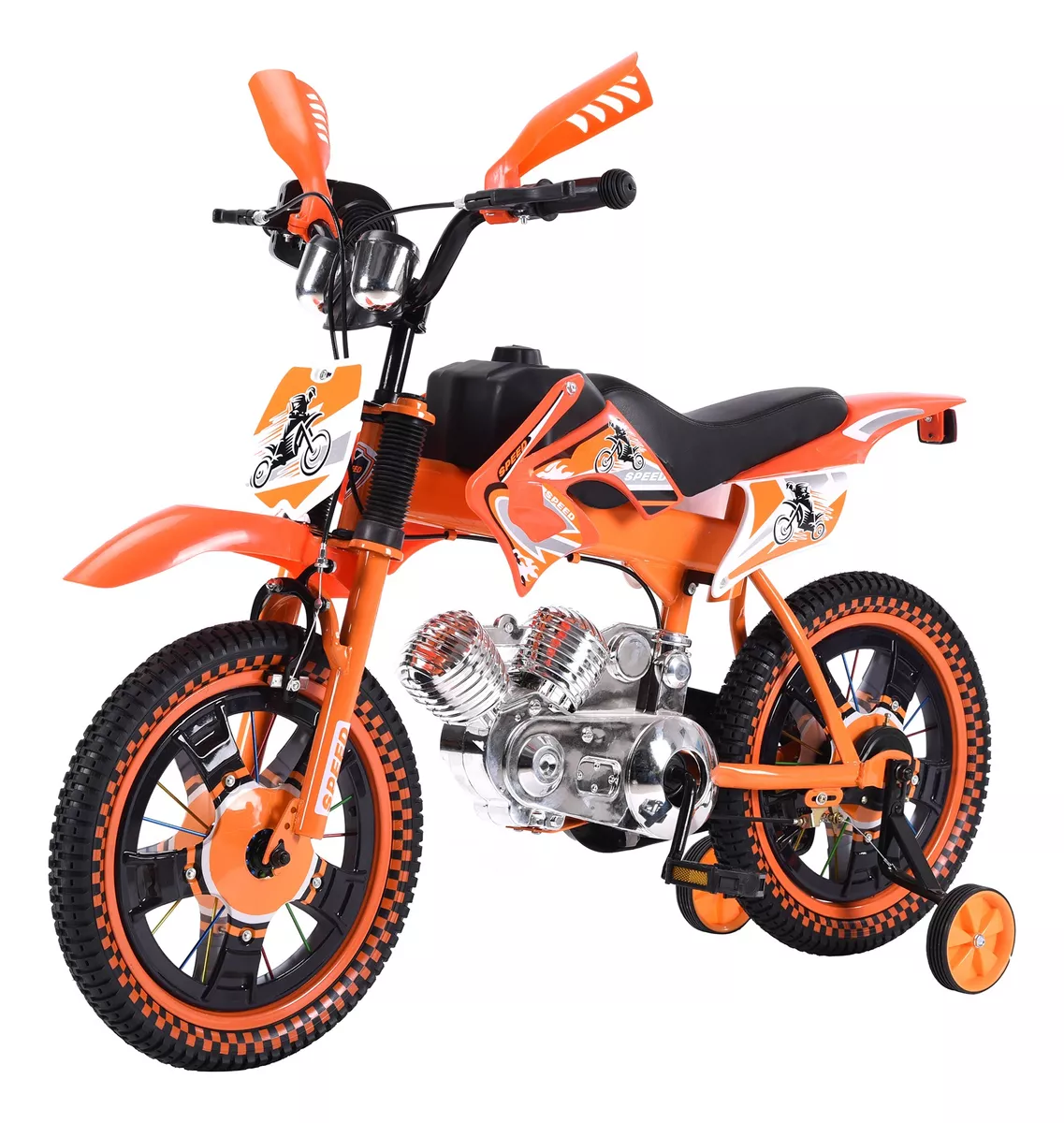 Foto 4 pulgar | Bicicleta Entrenadora Niños Aeiou Baj-15005 R16 Motocross Naranja