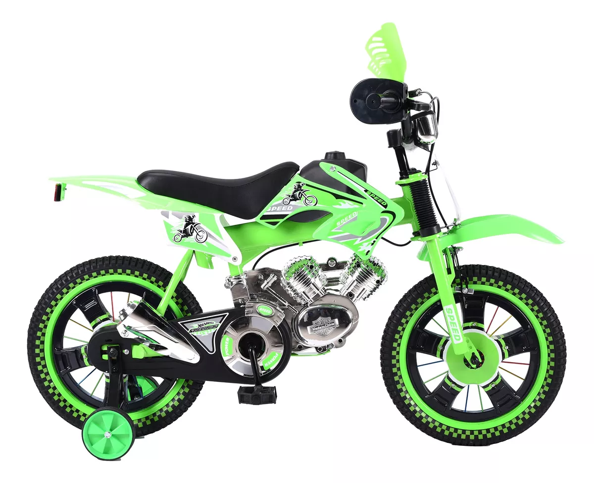 Foto 3 pulgar | Bicicleta Entrenadora Niños Aeiou Baj-15005 R16 Motocross Verde