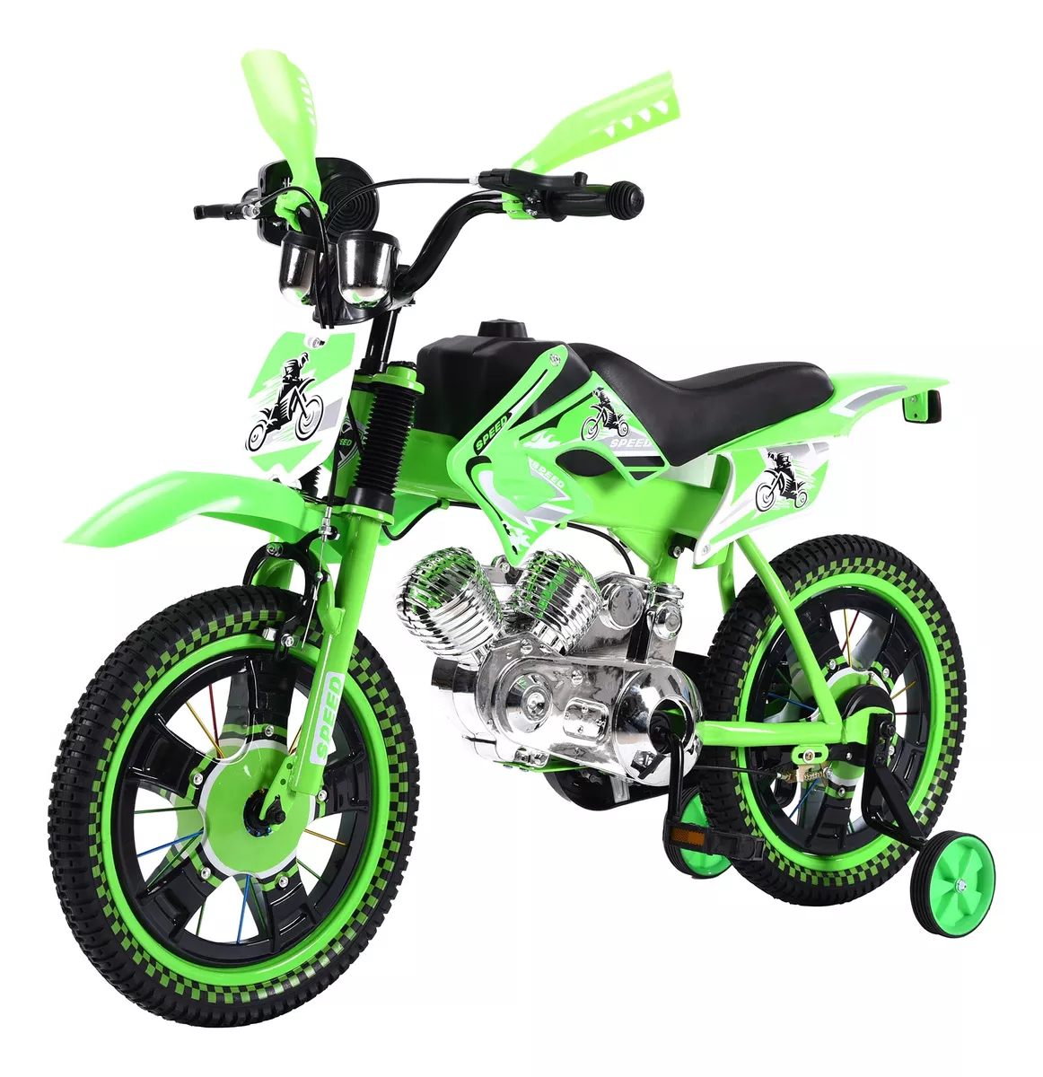 Foto 4 pulgar | Bicicleta Entrenadora Niños Aeiou Baj-15005 R16 Motocross Verde