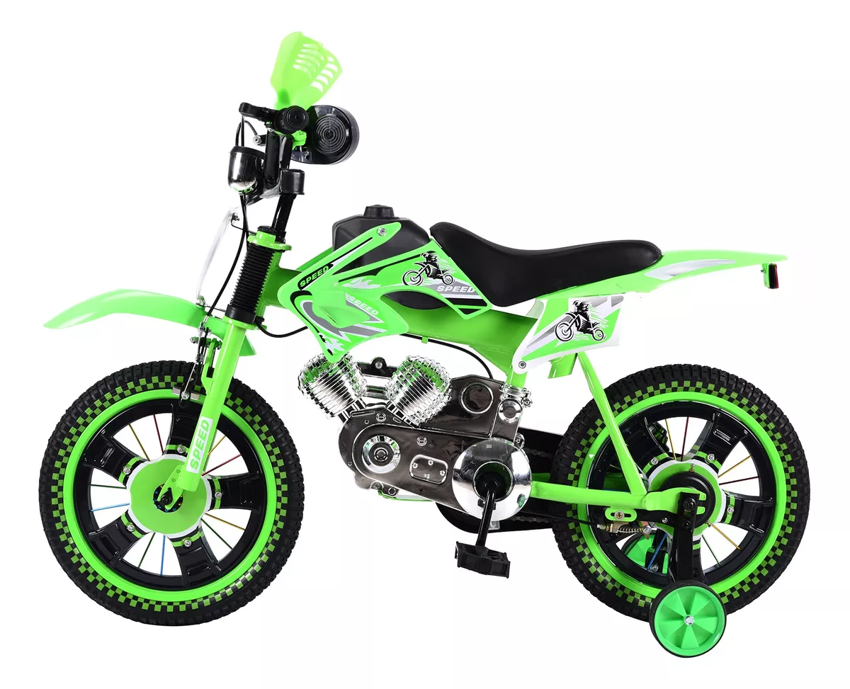 Foto 5 pulgar | Bicicleta Entrenadora Niños Aeiou Baj-15005 R16 Motocross Verde