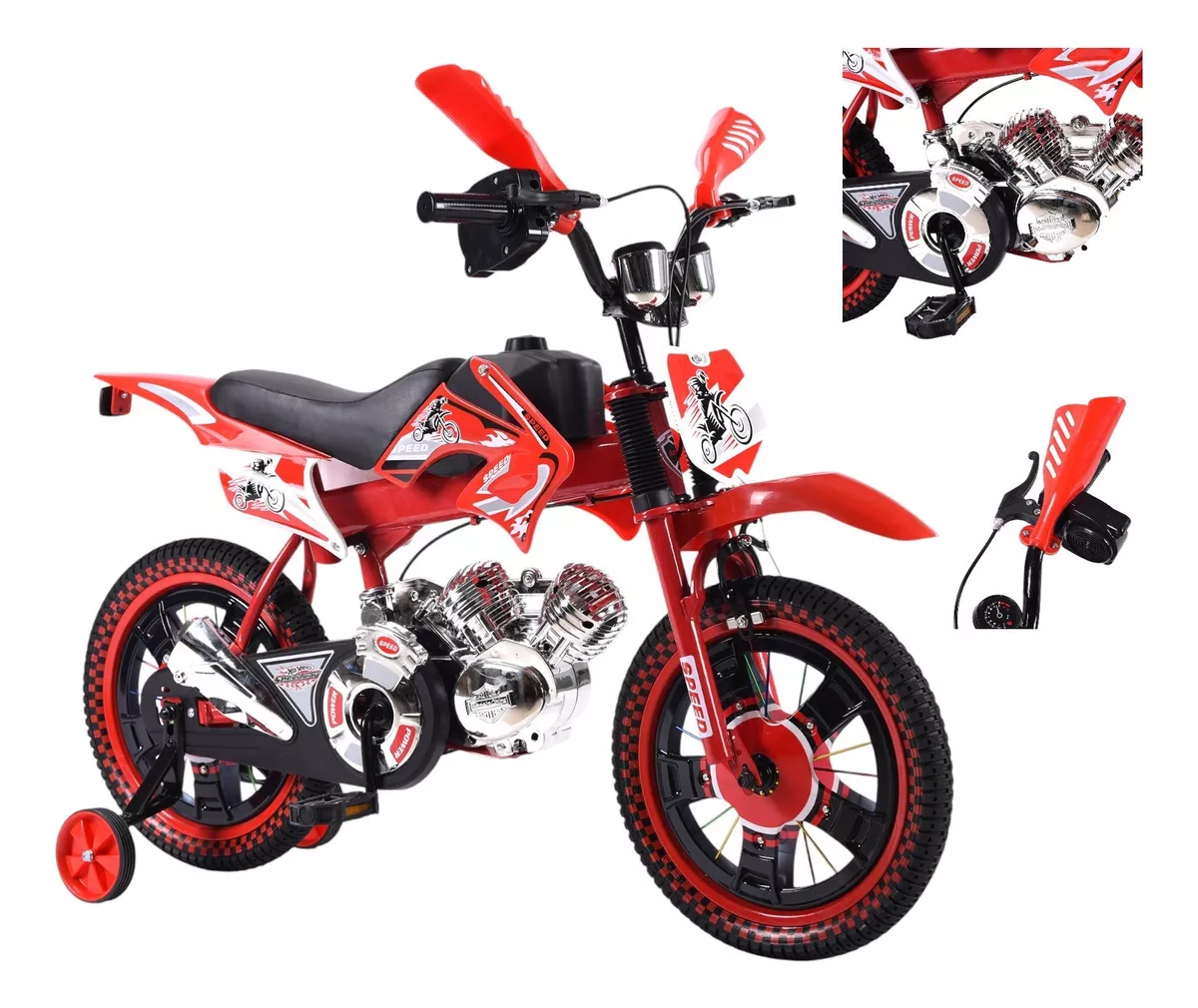 Foto 3 pulgar | Bicicleta Entrenadora Niños Aeiou Baj-15005 R16 Motocross Rojo
