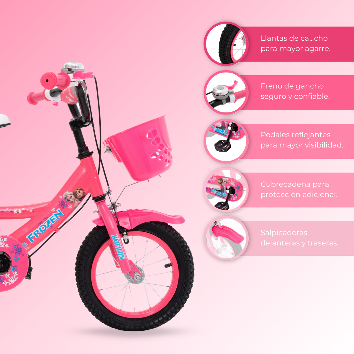 Foto 4 pulgar | Aeiou Bicicleta Infantil Qk-13 Rodado 12 Entrenadora Rosa