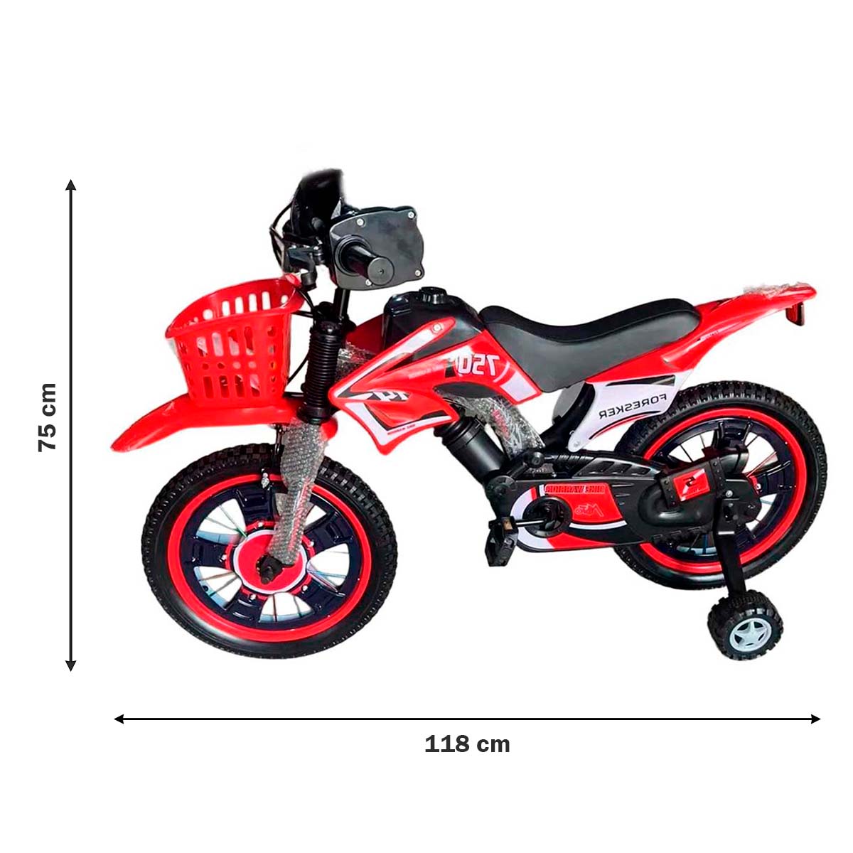 Foto 7 | Bicicleta R12 Infantil para Niños Foresker Tipo Motocicleta Roja Con Llantas Entrenadoras Y Canasta