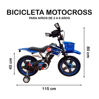 Foto 2 | Bicicleta Infantil Azul R16 Tipo Moto Con Cansta Y Ruedas Entrenadoras 3-6 Años