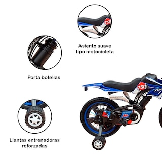 Foto 4 | Bicicleta Infantil Azul R16 Tipo Moto Con Cansta Y Ruedas Entrenadoras 3-6 Años