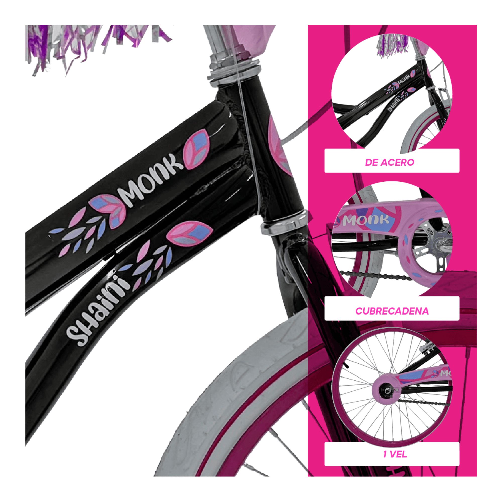 Foto 3 | Bicicleta Infantil Monk Shaini Rodada 20 Para Niñas
