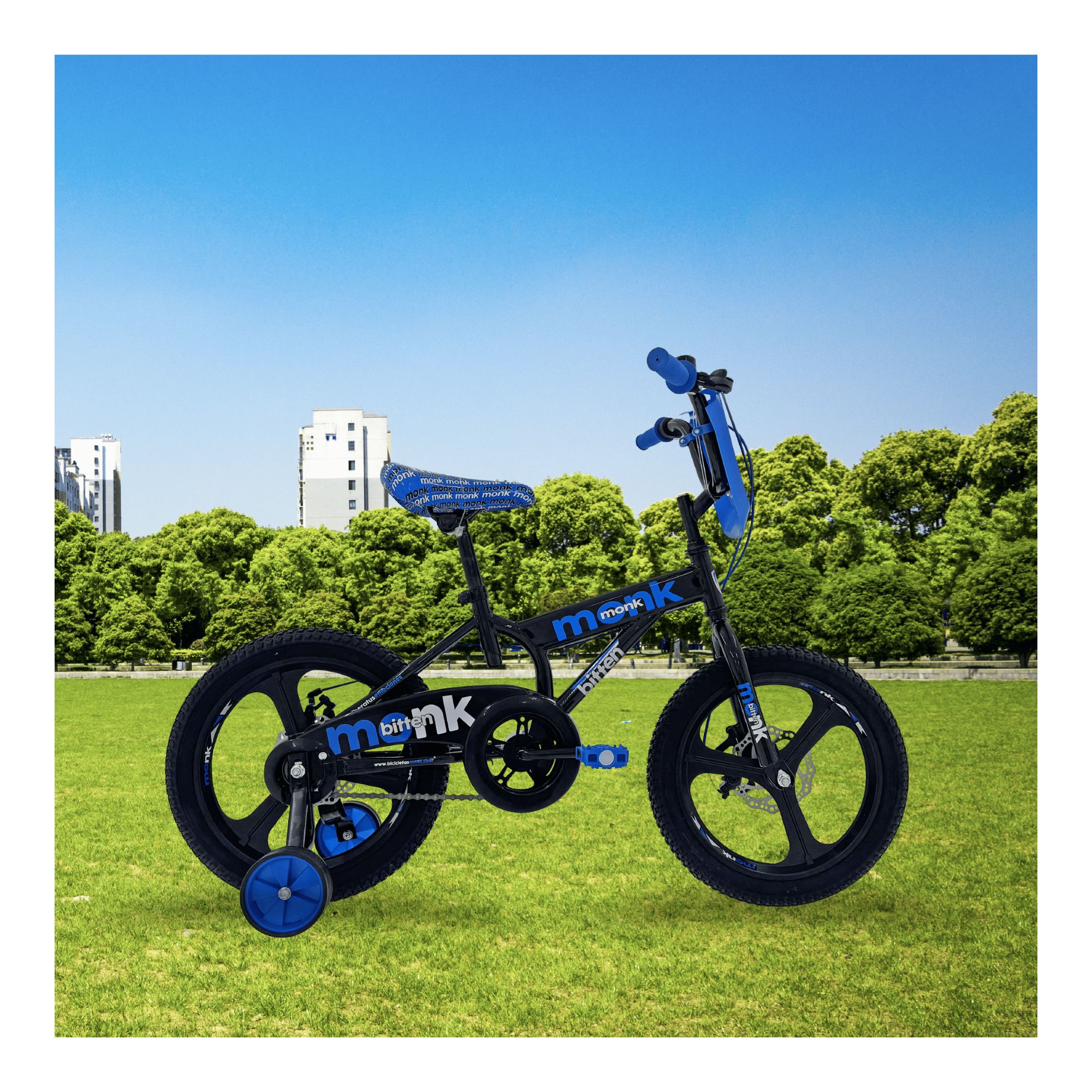 Foto 7 pulgar | Bicicleta Infantil Monk Bitten Rodada 16 Negro Azul