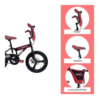 Foto 4 | Bicicleta Infantil Monk Bitten Rodada 16 Negro Rojo