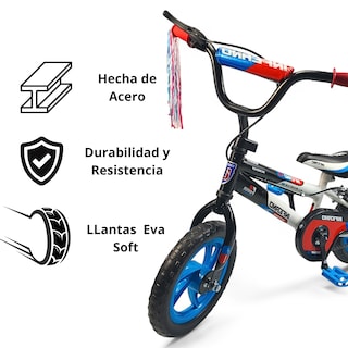 Foto 2 | Bicicleta Infantil Niños R12 Ruedas Auxiliares Goma Unibike - Inferno