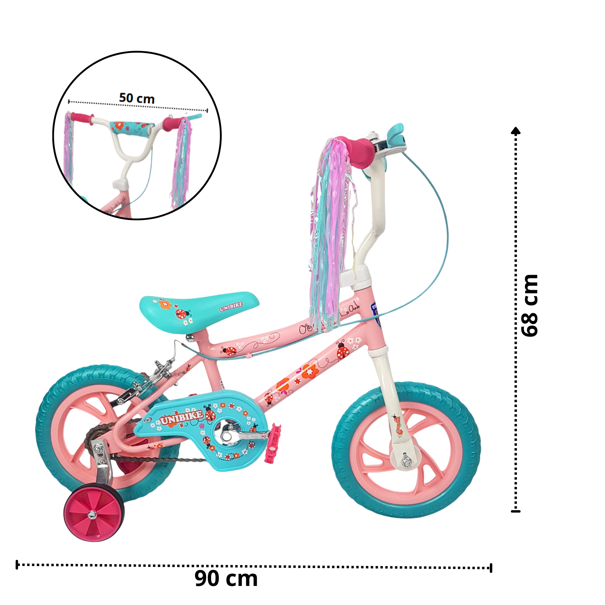 Foto 7 | Bicicleta Infantil Niñas R12 Ruedas Auxiliares Goma Unibike -ohlala