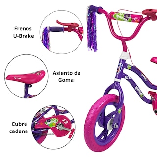 Foto 2 | Bicicleta Infantil Niñas R12 Ruedas Auxiliares Goma Unibike - Spring
