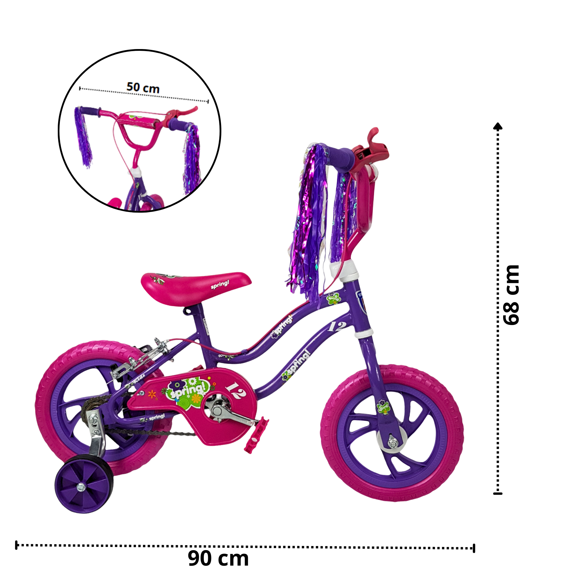 Foto 8 pulgar | Bicicleta Infantil Niñas R12 Ruedas Auxiliares Goma Unibike - Spring