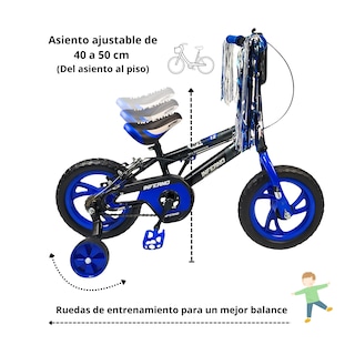 Foto 3 | Bicicleta Infantil Niños R12 Ruedas Auxiliares Goma Unibike - Azul