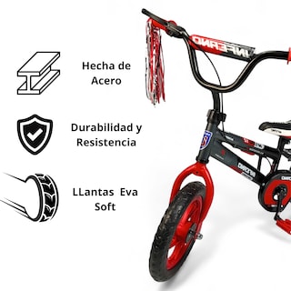 Foto 2 | Bicicleta Infantil Niños R12 Ruedas Auxiliares Goma Unibike - Rojo