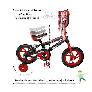 Foto 3 | Bicicleta Infantil Niños R12 Ruedas Auxiliares Goma Unibike - Rojo