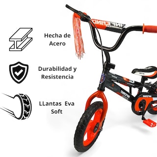 Foto 2 | Bicicleta Infantil Niños R12 Ruedas Auxiliares Goma Unibike - Naranja