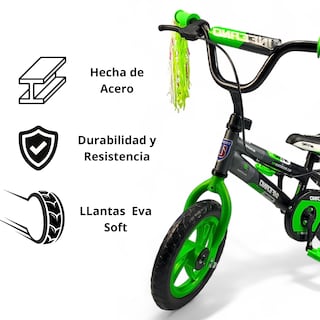 Foto 2 | Bicicleta Infantil Niños R12 Ruedas Auxiliares Goma Unibike - Verde