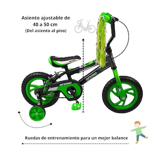 Foto 3 | Bicicleta Infantil Niños R12 Ruedas Auxiliares Goma Unibike - Verde