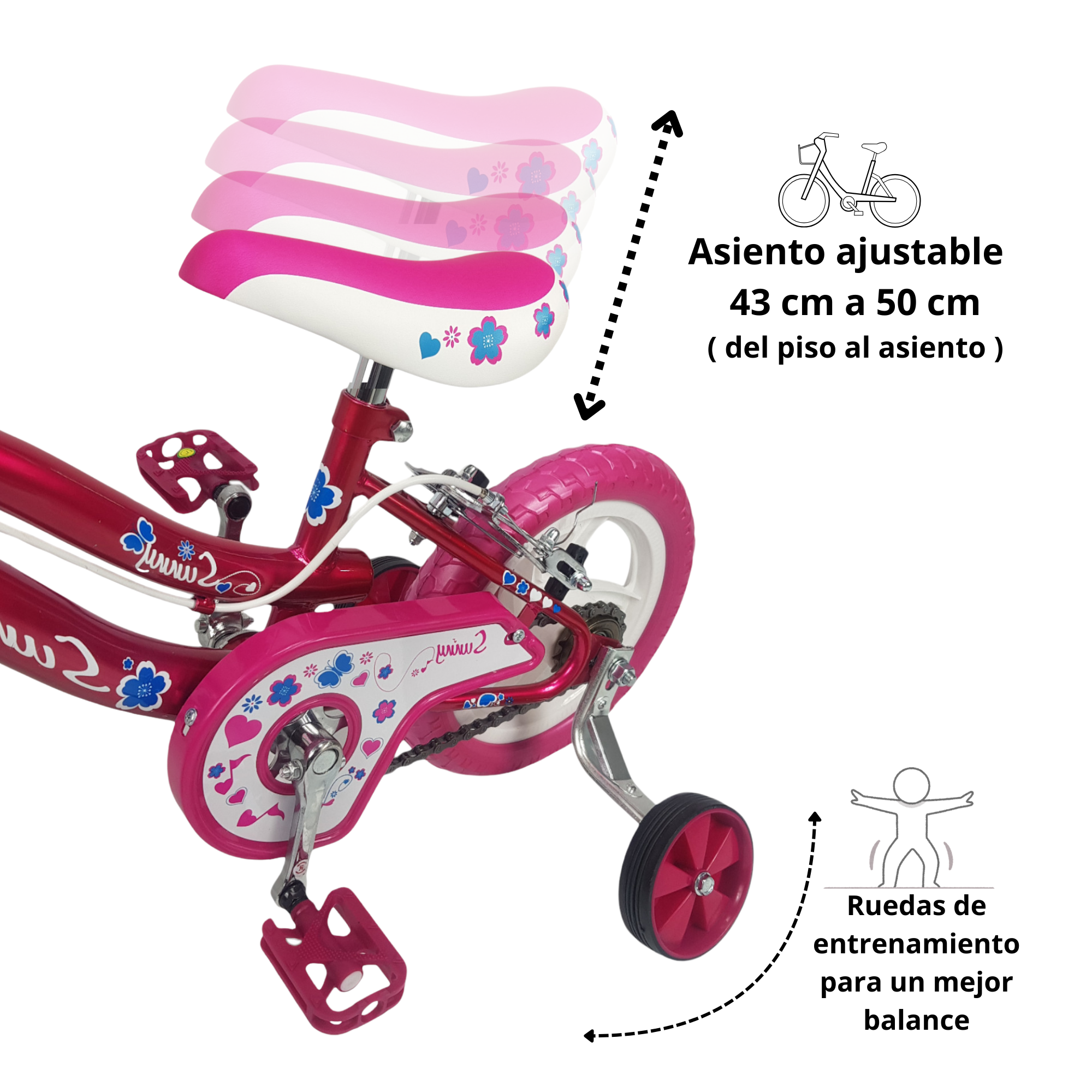 Foto 3 | Bicicleta Infantil Niñas R12 Ruedas Auxiliares Goma Unibike - Sunny
