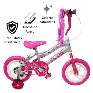 Foto 4 | Bicicleta Infantil Niñas R12 Ruedas Auxiliares Goma Unibike - Power