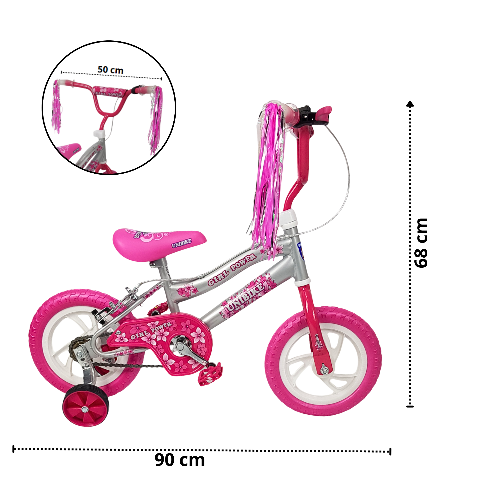 Foto 8 pulgar | Bicicleta Infantil Niñas R12 Ruedas Auxiliares Goma Unibike - Power
