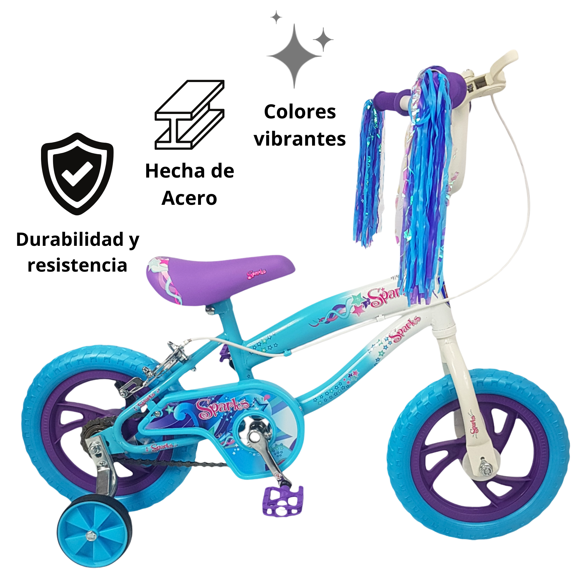 Foto 5 pulgar | Bicicleta Infantil Niñas R12 Ruedas Auxiliares Goma Unibike - Spark