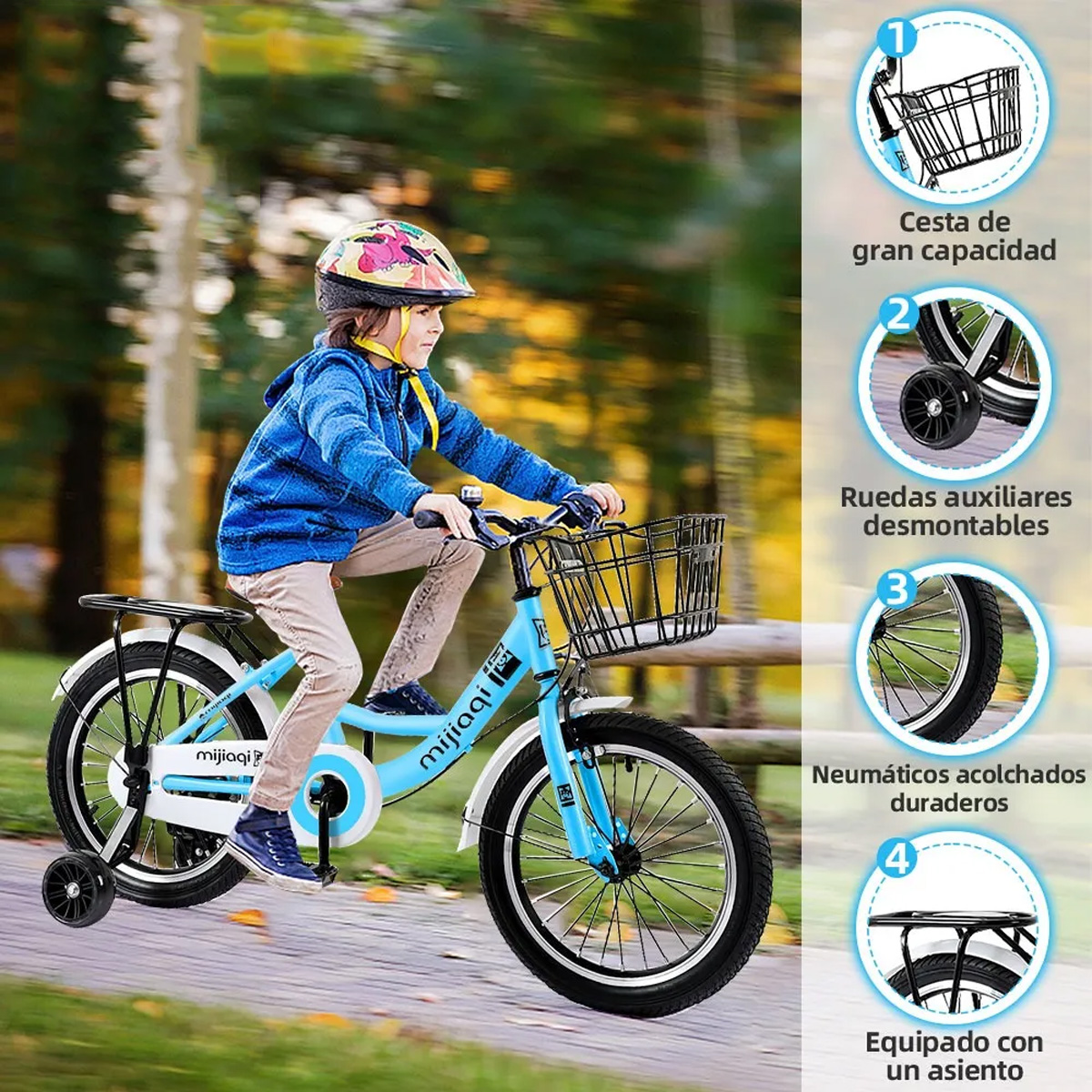 Foto 3 pulgar | Bicicleta Infantil R20 Para Niños Con Canastilla Y Ruedas De Entrenamiento Azul