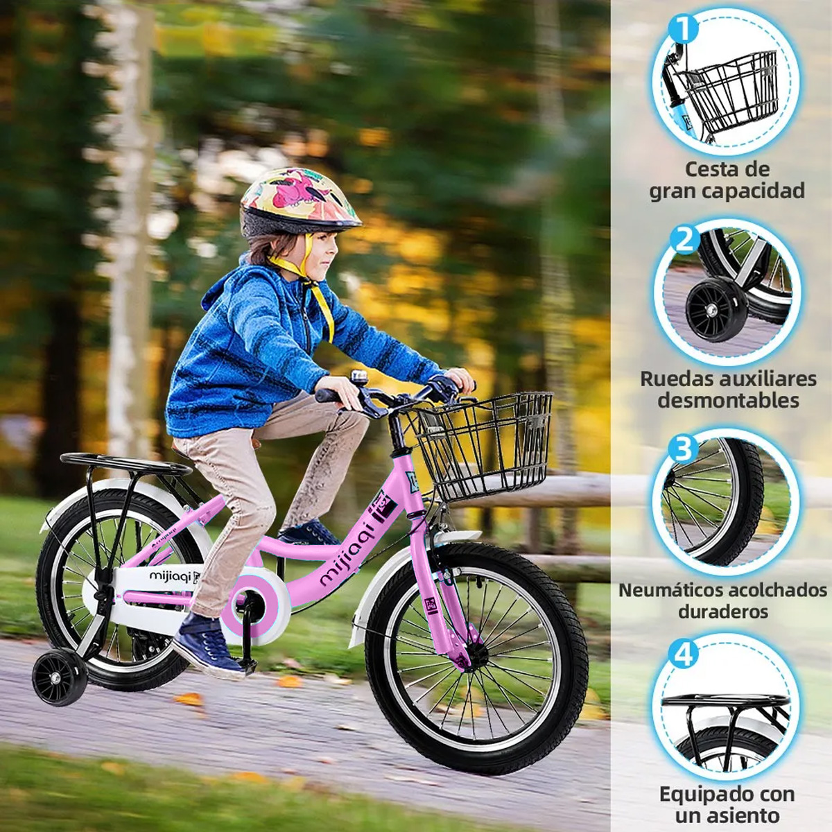 Foto 2 | Bicicleta Infantil R20 Para Niños Con Canastilla Y Ruedas De Entrenamiento Rosa