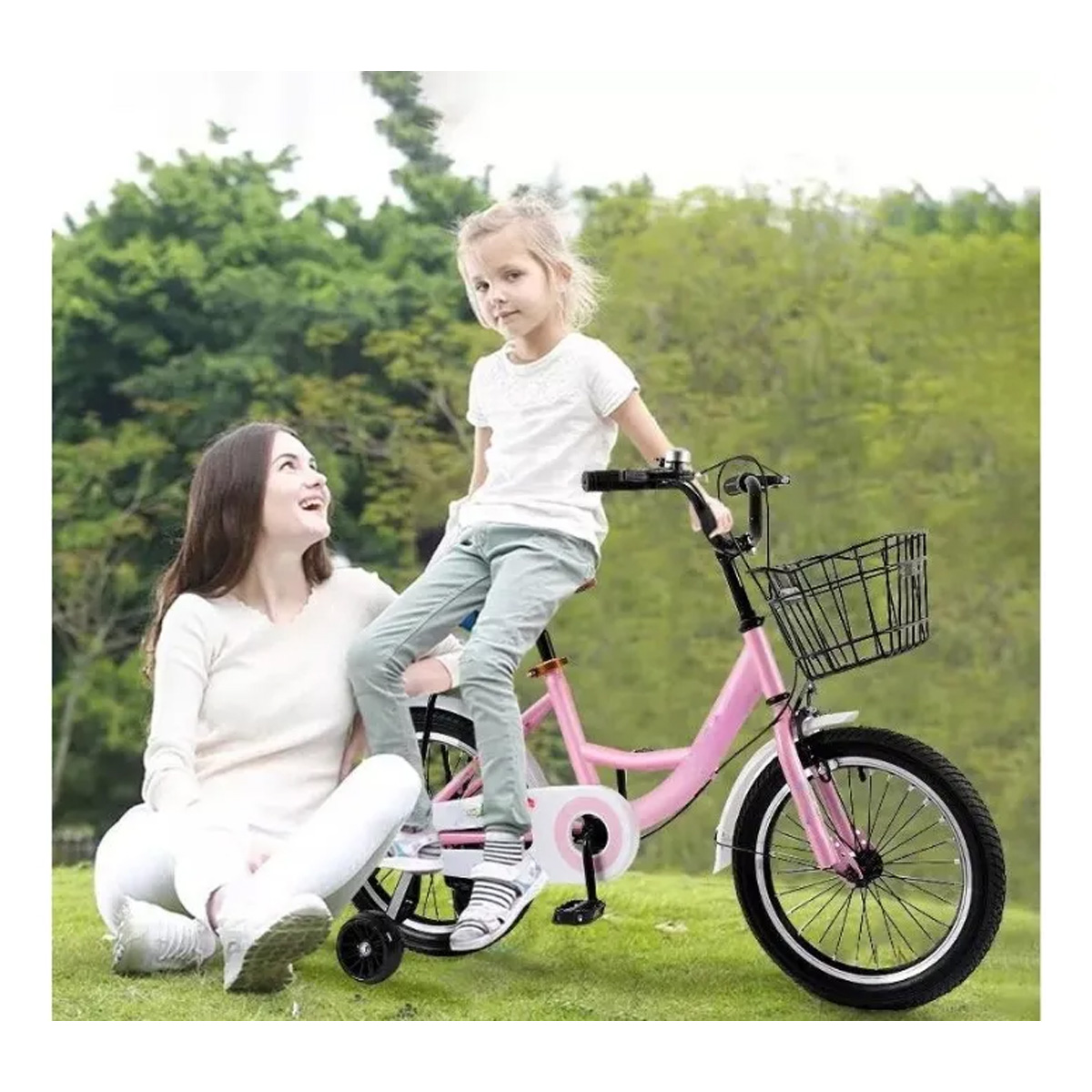 Foto 5 | Bicicleta Infantil R20 Para Niños Con Canastilla Y Ruedas De Entrenamiento Rosa