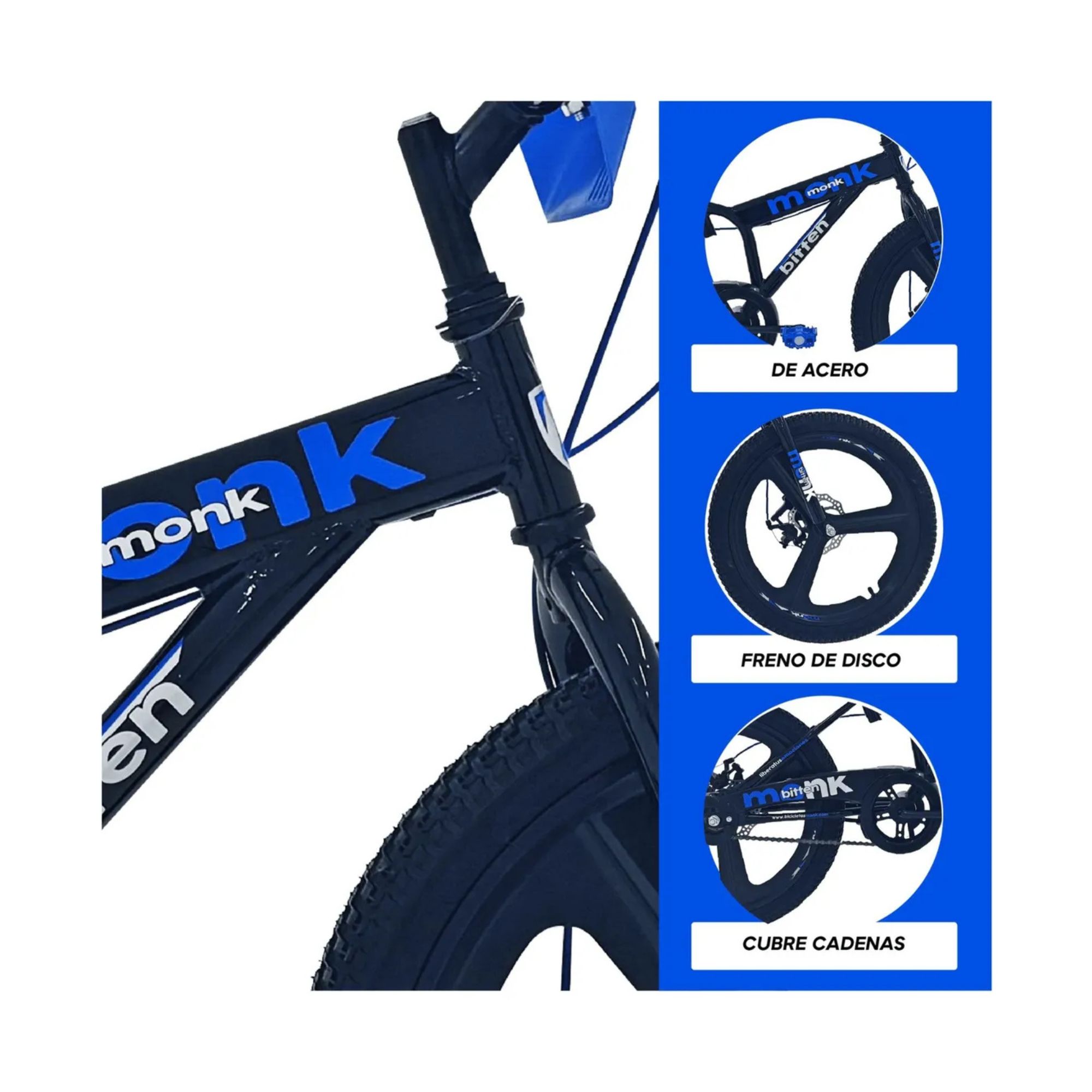Foto 4 pulgar | Bicicleta Infantil Monk Bitten Rodada 20 Negro Azul