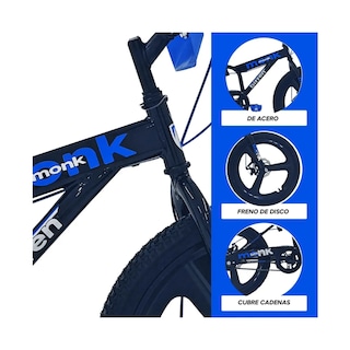 Foto 3 | Bicicleta Infantil Monk Bitten Rodada 20 Negro Azul