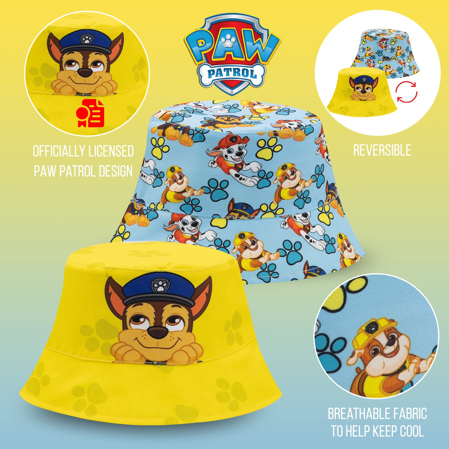 Foto 3 pulgar | Sombrero Reversible Para El Sol Paw Patrol Para Niños Pequeños De 2 A 5 Años - Venta Internacional.