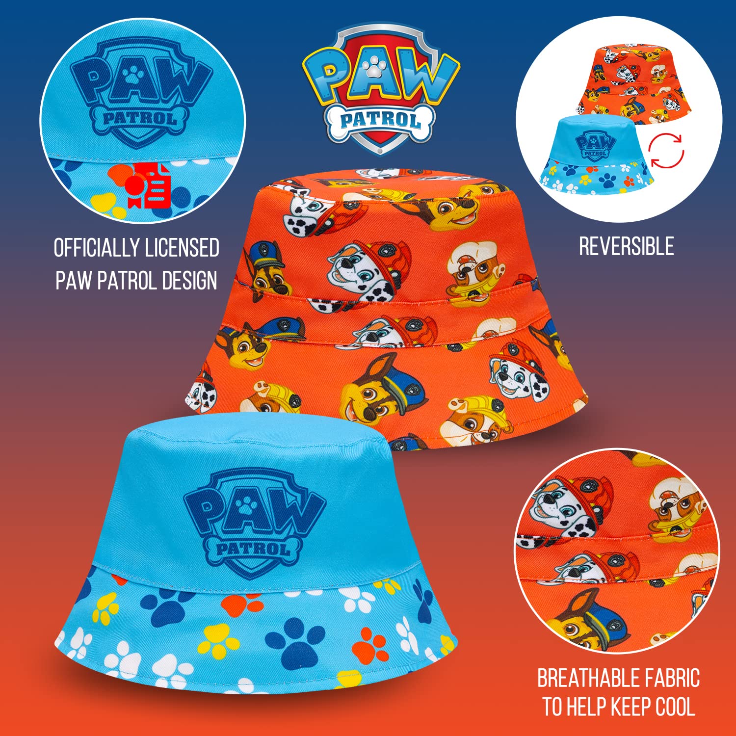 Foto 3 pulgar | Sombrero Reversible Para El Sol Paw Patrol Para Niños Pequeños De 2 A 5 Años - Venta Internacional.