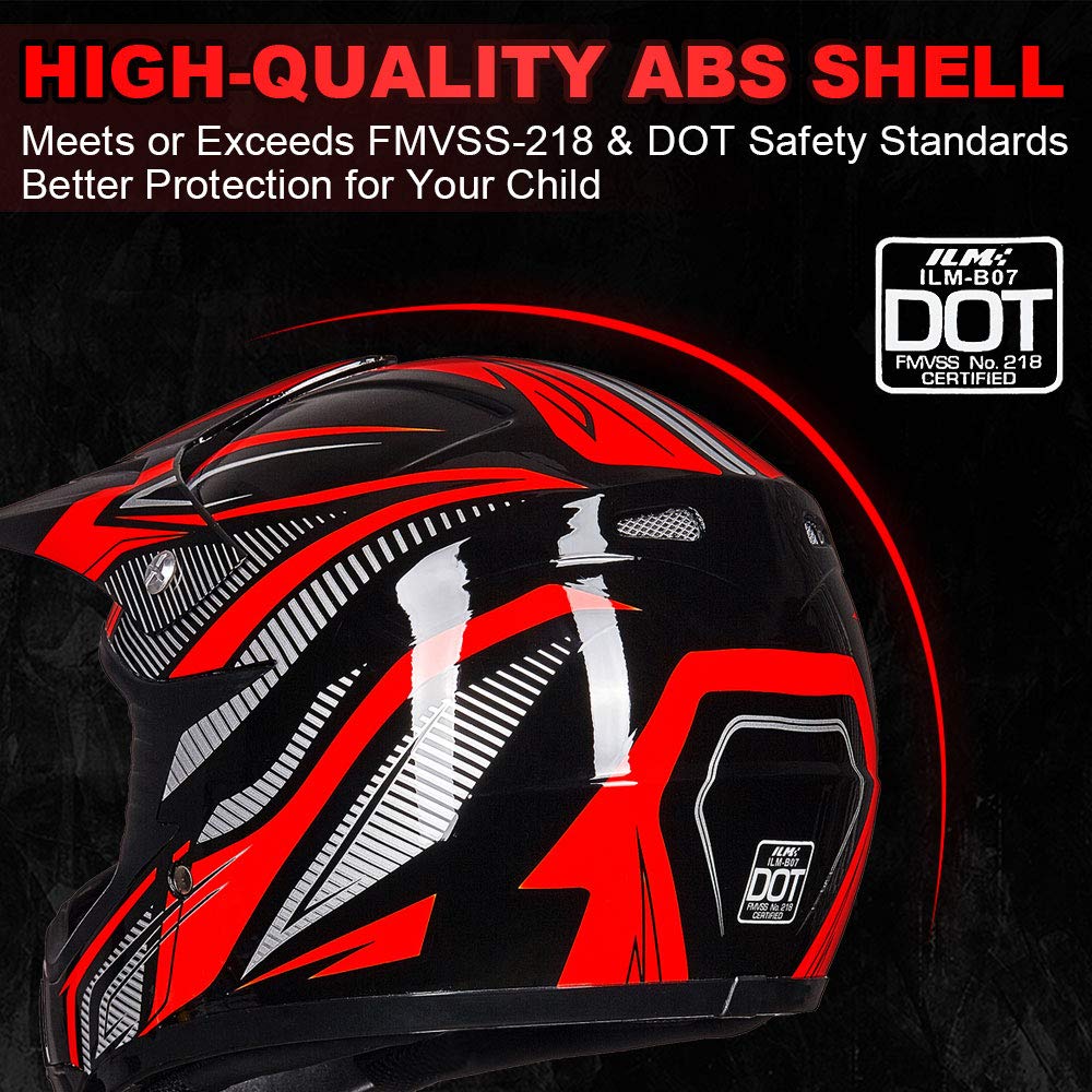 Foto 4 pulgar | Casco Ilm Para Jóvenes Y Niños, Atv Motocross B07, Rojo/plateado, Aprobado Por El Dot - Venta Internacional.