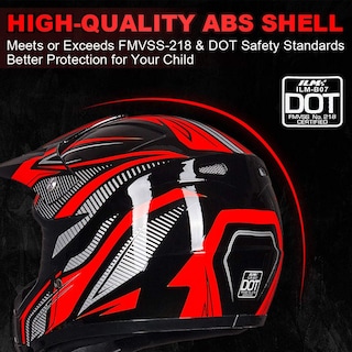Foto 3 | Casco Ilm Para Jóvenes Y Niños, Atv Motocross B07, Rojo/plateado, Aprobado Por El Dot - Venta Internacional.