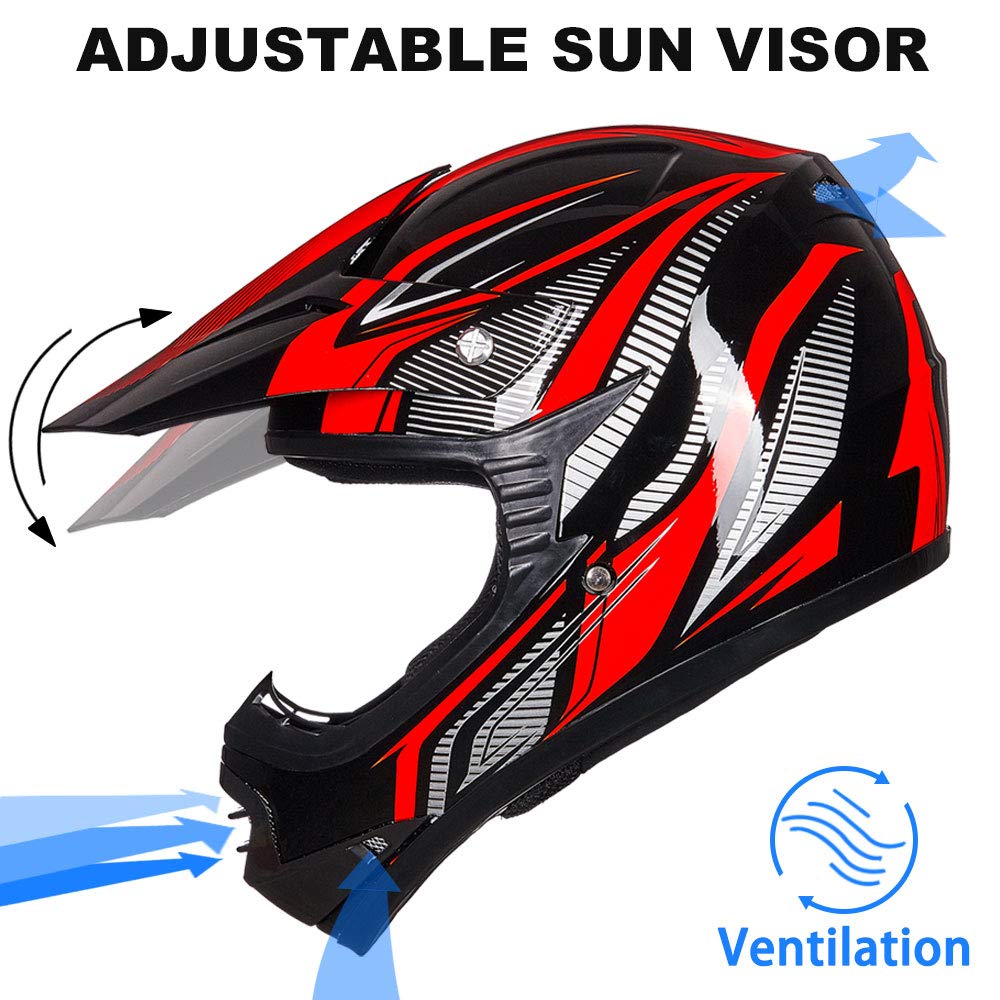 Foto 6 pulgar | Casco Ilm Para Jóvenes Y Niños, Atv Motocross B07, Rojo/plateado, Aprobado Por El Dot - Venta Internacional.