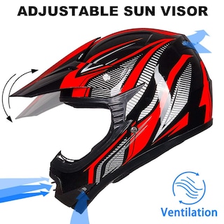 Foto 5 | Casco Ilm Para Jóvenes Y Niños, Atv Motocross B07, Rojo/plateado, Aprobado Por El Dot - Venta Internacional.